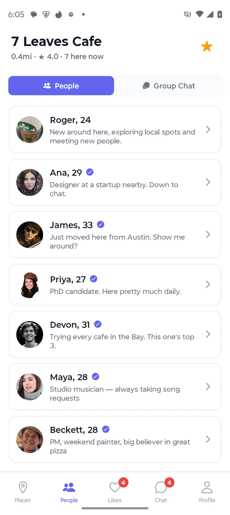 People list showing who's checked in at Apple Park